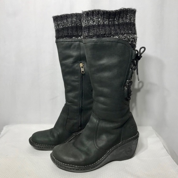 UGG 1936 SKYLAIR Black Leather Sweater Boots - Picture 3 of 5